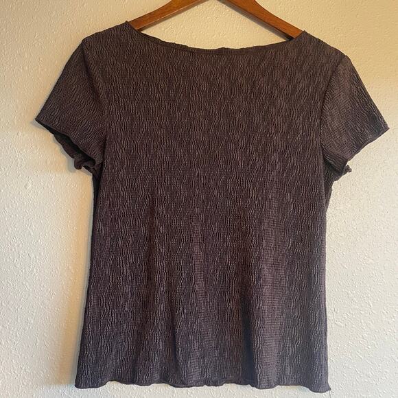 2000s Cottage Fairy Whimsy Textured Short Sleeve Blouse - Picture 3 of 6